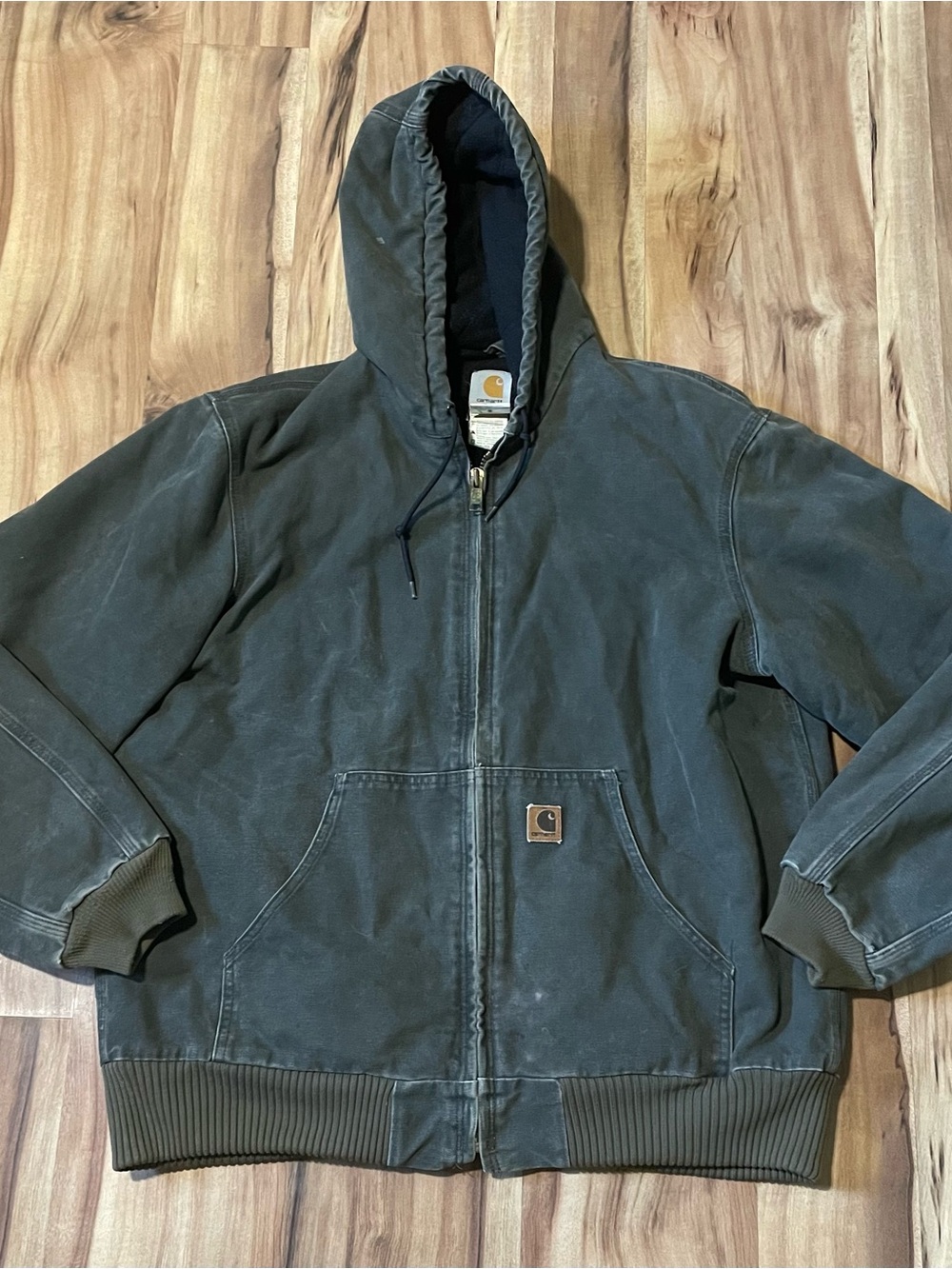 Carhartt J130 MOS Washed Duck Jacket Moss Green Quilted Lined LG Tall VTG 2003